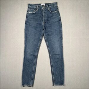 Agolde Nico Button Fly Jeans Women’s 26 Blue Denim Stretch Medium Wash A093-1370